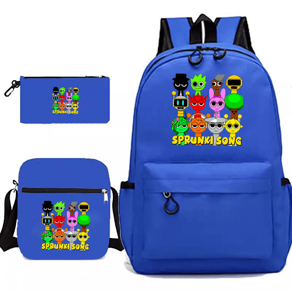 Sprunki song 3 kpl:n setit Reppu Mochila Lasten Tilavat Laukut Royal Blue