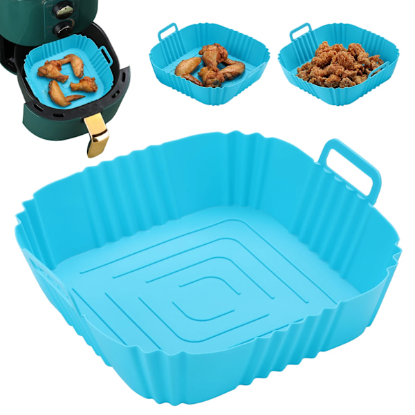 Silikon Airfryer-kurv, silikon bakebrett, gjenbrukbar pizzabakekurv, 2 stk Blue-1PCS