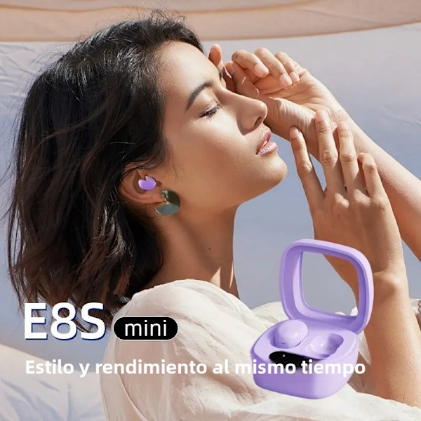E8S MINI TWS Bluetooth Stereo Trådløse Hodetelefoner med Støyreduksjon og Mikrofon White