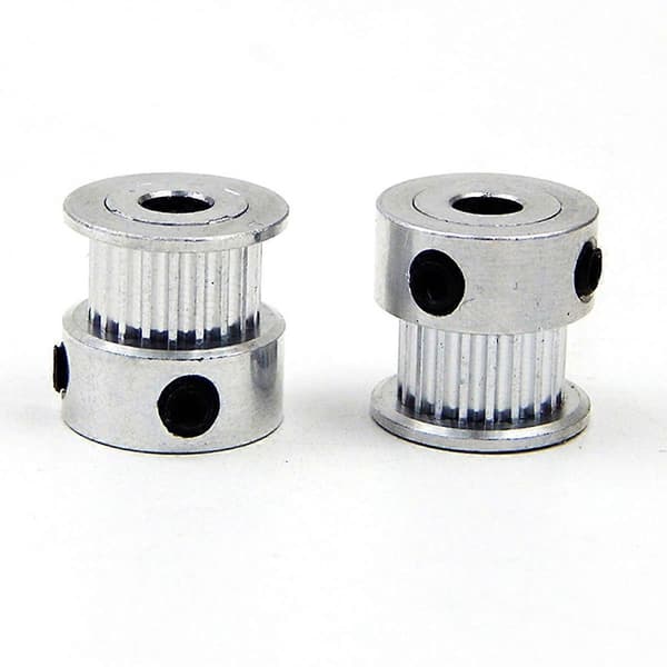 2X Remhjul 20 Tænder Boring 5mm + 6mm Tandrem & 2X Løbehjul 4X Strammer til 3D-printer RepRap