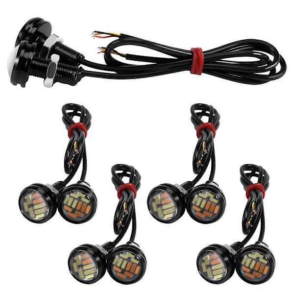10 st 12V 23mm Dubbelfärgad Switchback 4014 Smd 12 Led Drl Eagle Eye Varselljus Bil Motor Blinkers
