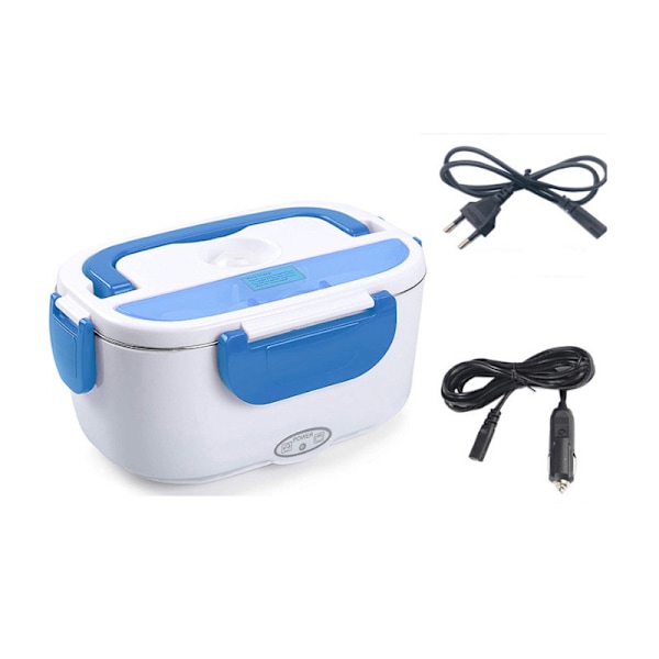 Elektrisk matboks for bil med kjøling, bærbar matboks, 110V, 220V, 12V, 24V, EU og US plugg, pilvifte, containersett Blue