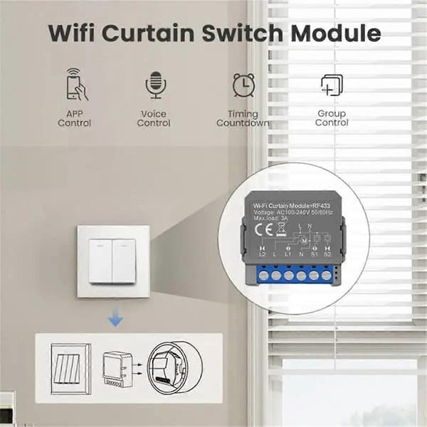 Tuya Smart WiFi Gardinbryter Persiennebryter RF433