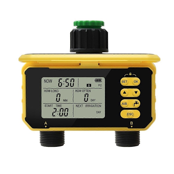 2 udløb Vandingsautomatisk vanding Solopladning Digital sprinkler Vandventilcontroller til Garde