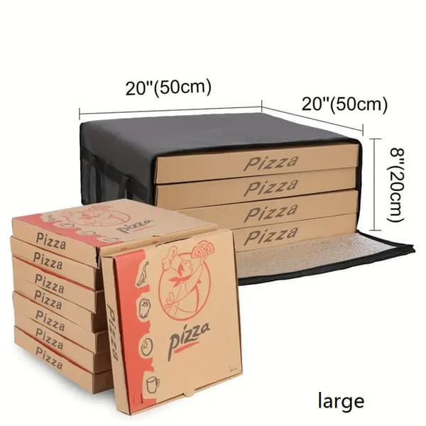 Pizzaleveringstaske, Isoleret Termisk Bærer til Mad, Camping Picnic, Sort Red Large