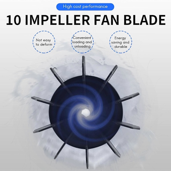 Ersättning 0.5\" Inner Bore 10 Impeller Motor Fläktblad Svart