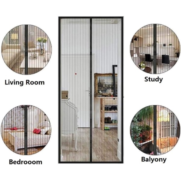Magnetisk skærmdør, Paraventure myggenet, meshgardin, foldbar skydedør White- 100x210cm