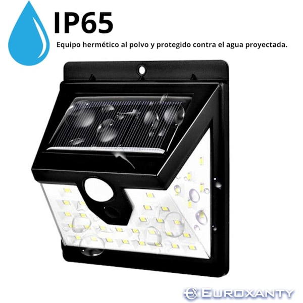 Solcelle Hagelys - Sett med 4 Utendørs LED Spotlights - Solcelledrevne Lys med Bevegelsessensor - Vegglamper med 40 Høyeffekts LED PACK 2