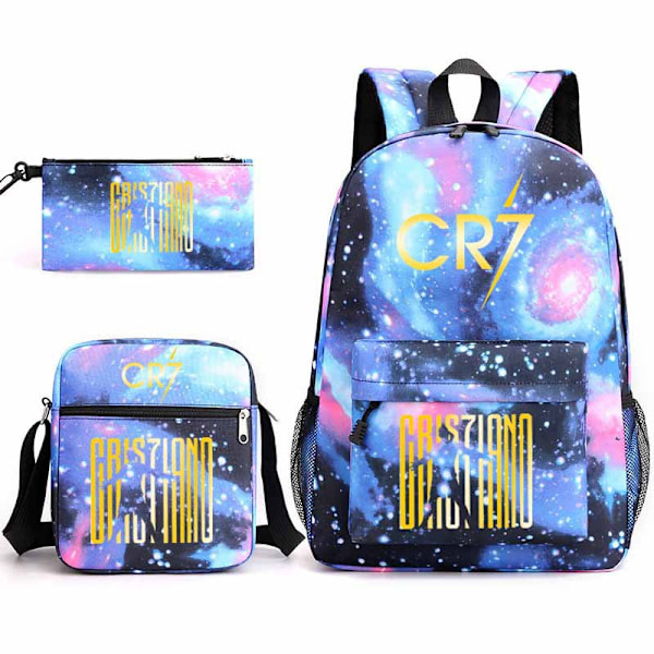 CR7 Ronaldo 3 kpl:n setti Reppu Mochila Lasten Tilavat Laukut-2 Starry blue