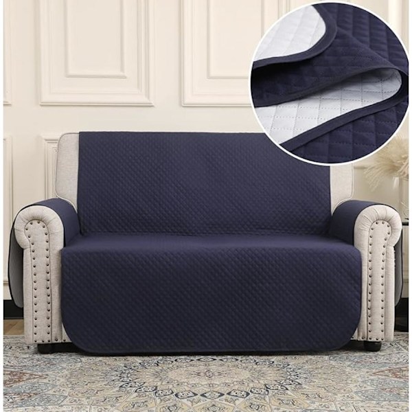 Vändbart sofföverdrag 1-4 sits med 6 färger att välja mellan 2 Seats - 110cm Navy blue