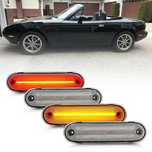 4 stk./sæt LED sidemarkeringslys Klar linse Forreste bageste blinklys Blinklyslampe til MAZDA MX-5