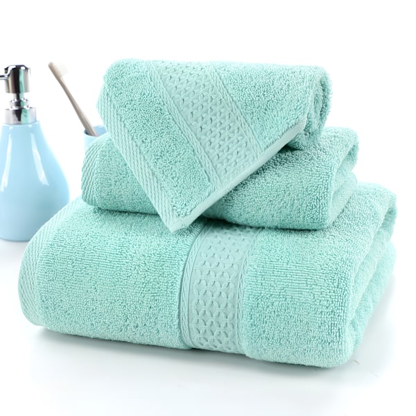 Lyxigt handduksset i bomull för hemmet, 3-delat set, ultramjukt, mycket absorberande, inkluderar 1 badhandduk, 1 handduk, 1 tvättlapp 3PCS Bamboo green