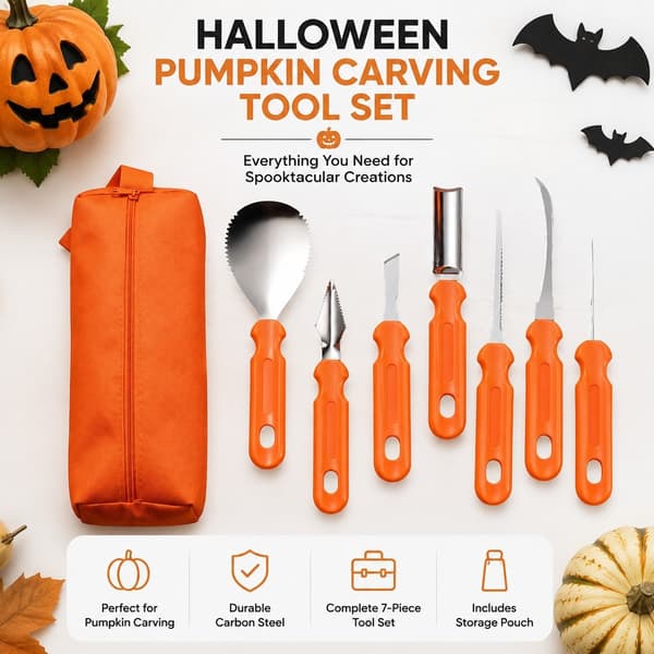 Halloween-gresskarutskjæringssett, kakeformer i rustfritt stål, bakesett Large U Knife