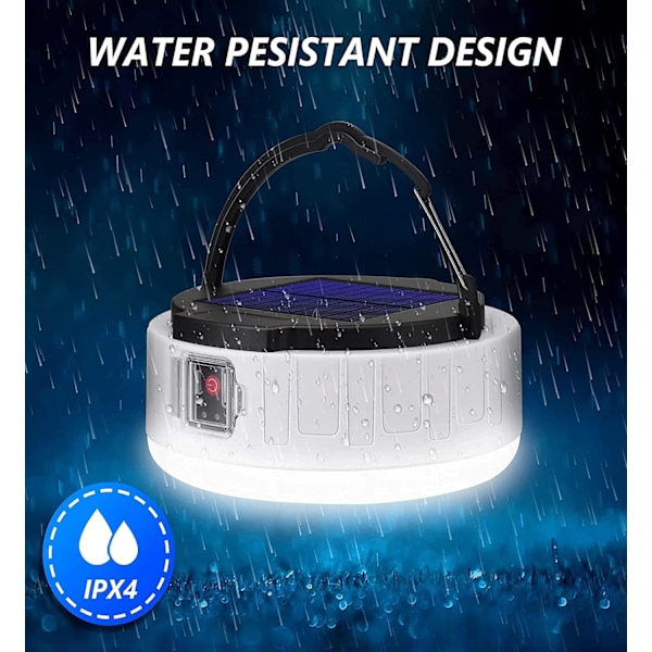 Solcelle Campinglanterne med USB og Evig Batterifunktion