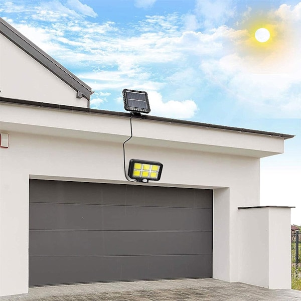 Utendørs solcellelampe med bevegelsessensor 120 COB LED