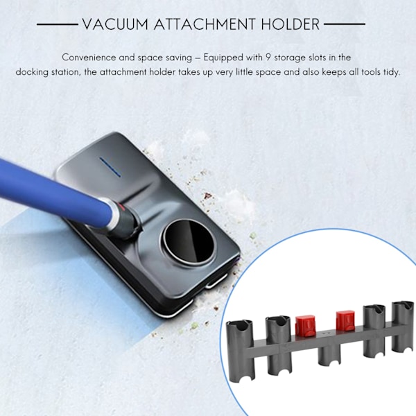 Holder Tilbehør for Dyson V7 V8 V10 V11 V15, Dokkingstasjon Organizer for Dyson Støvsuger med 9 Oppbevaringsspor