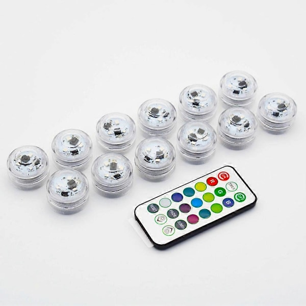 Langaton värikäs LED-auton sisätilan tunnelmavalo kaukosäätimellä paristokäyttöinen maljakko allas lampi lyhty 12Pcs