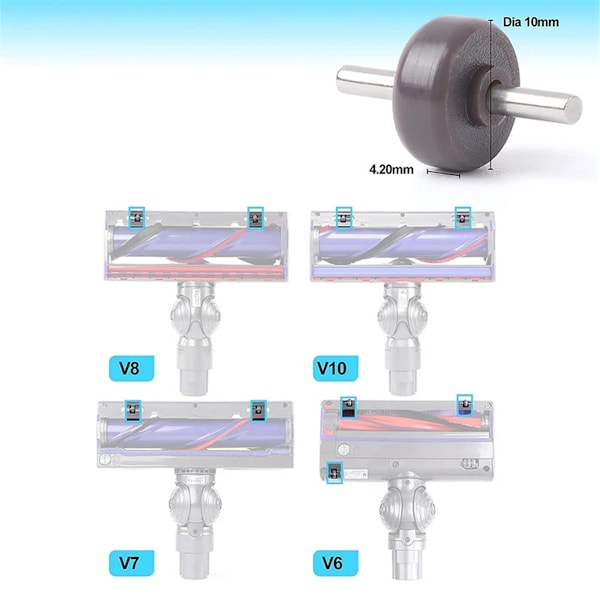 Rullat ja akselit Suorakäyttöinen pää Dyson V6 V7 V8 V10 V11 V15 DC58 DC -sarjan pölynimurin pyörille, varaosa