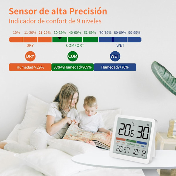 Digital LED Vekkerklokke med Bakgrunnsbelysning og Termometer