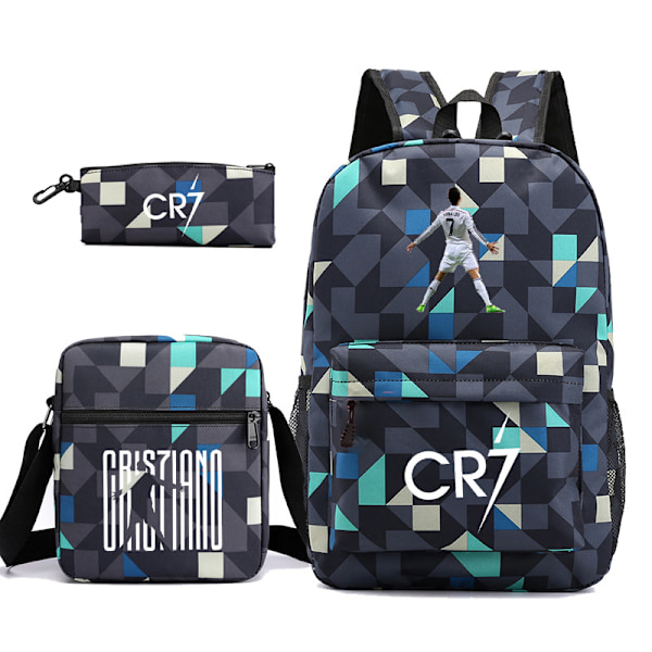 CR7 Ronaldo 3 osaa Reppusetti Mochila Lasten Tilavat Laukut-1 Diamond blue 4