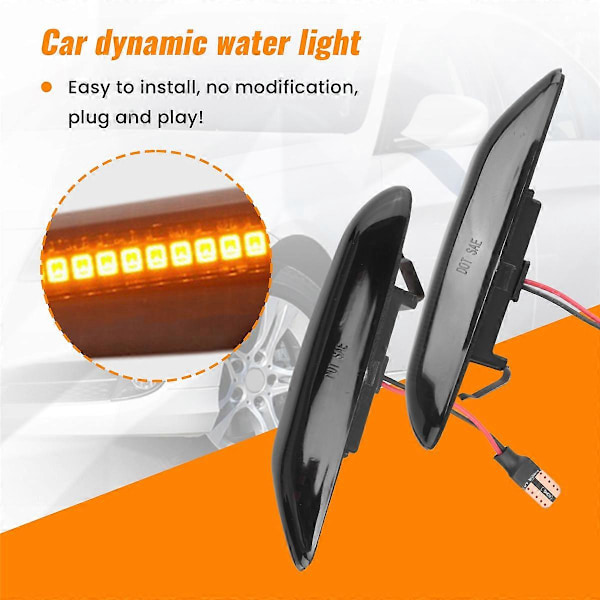 Dynamisk LED Blinkers Sidomarkeringslampa Sekventiell för -BMW 1 3 5 X Serien E46
