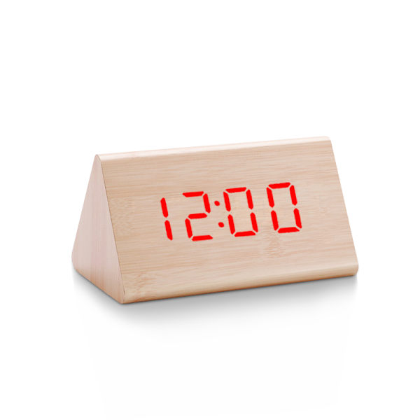 Digital LED-väckarklocka i trä med ljud- och ljuskontroll, USB/AAA-driven, modern och antik stil för heminredning s-lightbrown red