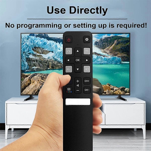 Ersättningsfjärrkontroll RC802V FNR1 för TCL Android 4K UHD Smart TV 65P8S 65P8 55P8S 55P8 49P30FS 55E Black