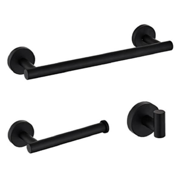 Badrumstillbehör i rostfritt stål - 3-delars set black