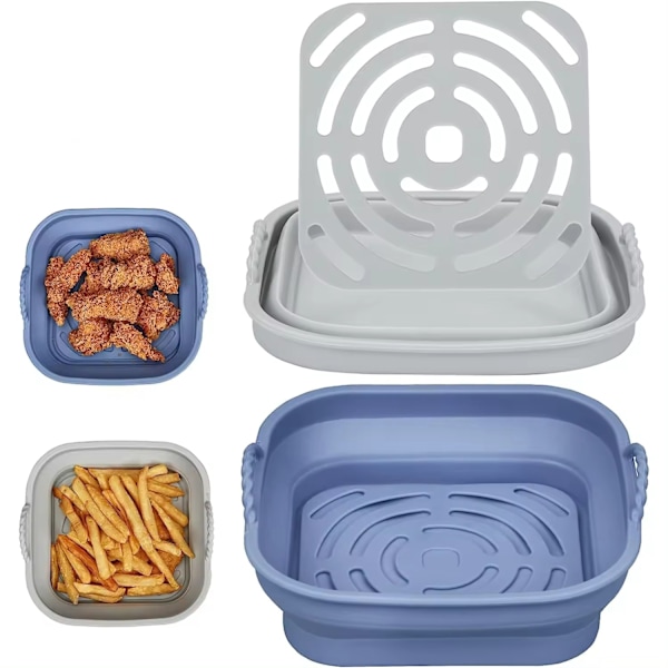 2 st 20 cm löstagbara silikonformar för fritös, non-stick återanvändbara för COSORI 5,5L Cecotec Ninja