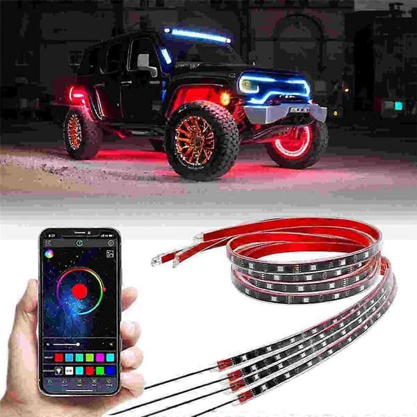 LED-lys til undervogn, drømmefarvede strip-lys med app-styring, neon-accentlys til bilens ydre