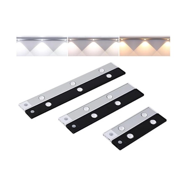 20cm LED Sladdlös Garderobsbelysning Rörelsesensor Lampa 3 Färger Interlace Floodlight Batteridriven Uppladdningsbar Silver