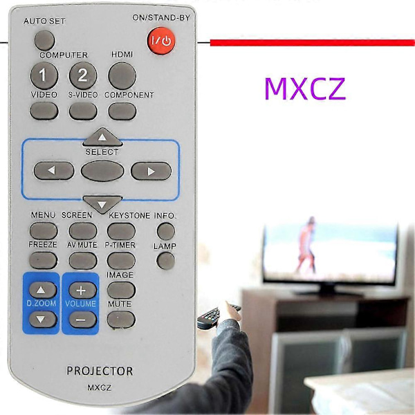 Ersättningsfjärrkontroll MXCZ för Panasonic Projektor PT-VW330U PT-VX400U PT-VW330E Grey