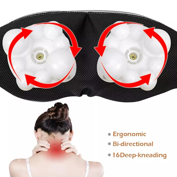 Shiatsu U-formad elektrisk massageapparat för rygg, nacke och axlar, infraröd värmemassage, för hemmet, från Spanien