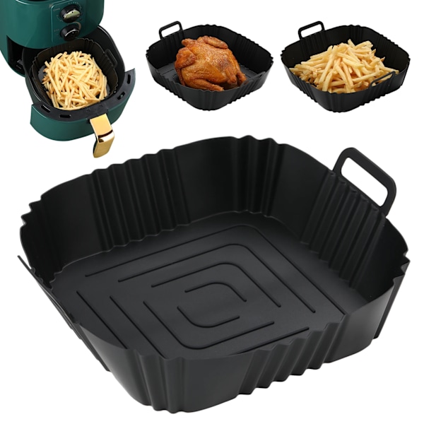 Silikon Airfryer-kurv, silikon bakebrett, gjenbrukbar pizzabakekurv, 2 stk Black-1PCS