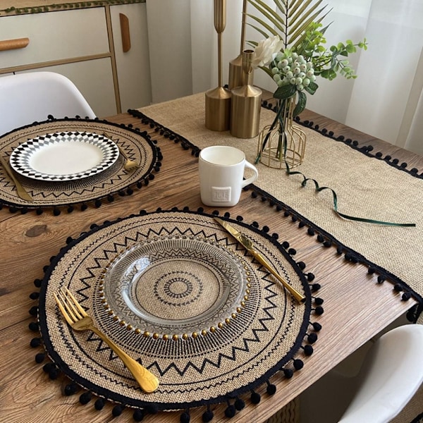 Jute Linned Tekstil Bryllupsdug, Naturlig Festlig Pejse Duge, Rektangulær Dug, Borddekoration grid