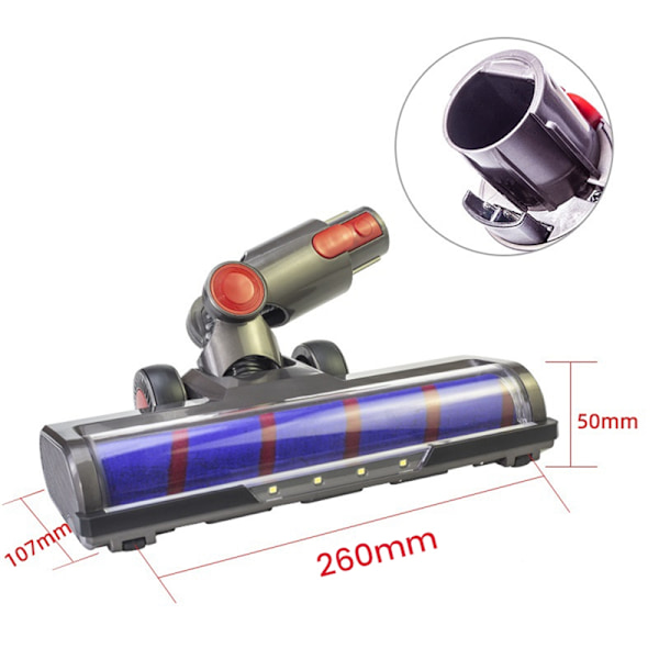 Motorisert gulvbørstehode for Dyson V8 V7 V10 V11 støvsugere med myk rullebørste LED frontlykter tilbehør