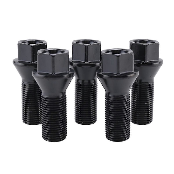 5 st M14 x 1,25 Svarta hjullåsbultar Mutter Stål 36136781151 för -BMW X3 X5 E70 E71 F20 F25 X5