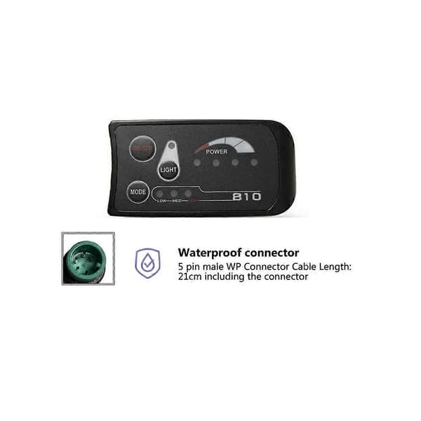 JN S810 LED Controller Display Panel Elektrisk Cykel Tilbehør, 36V/48V Vandtæt Stik