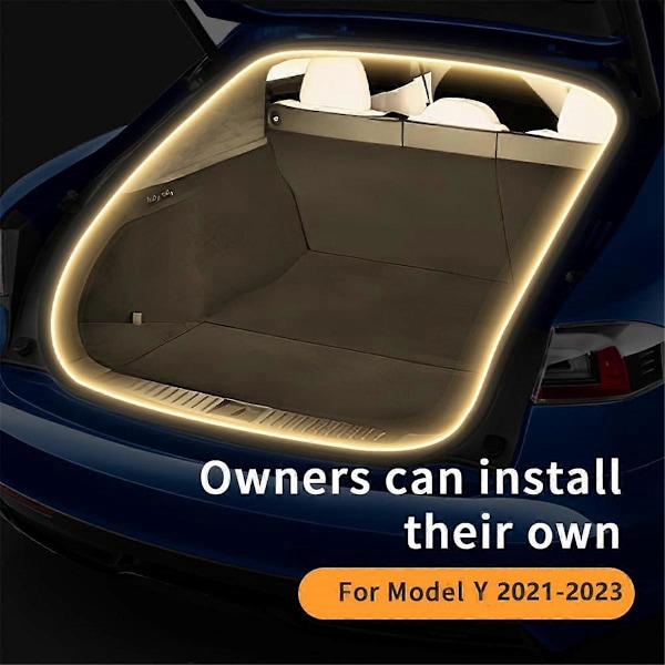 For Tesla Model Y 2021-2023 Bil LED Lysstripe Fleksibel Bakre Bagasjerom Vanntett Neon Lys Tilbehør