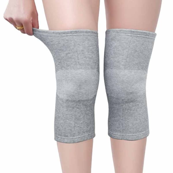 Knæbind med bambuskul, lysegrå, one-size, termisk kompression til sport og daglig brug