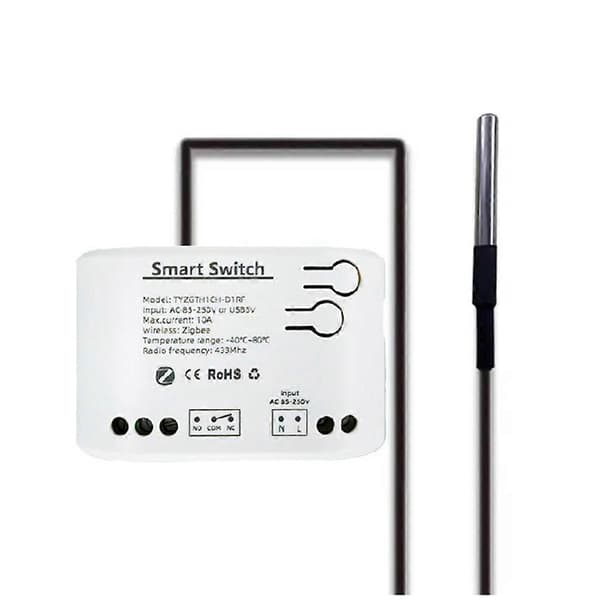 Tuya Smart Zigbee Switch med Temperatursensor Passiv Torr Kontakt Zigbee Relä Fungerar med Home Ass AC 85250V