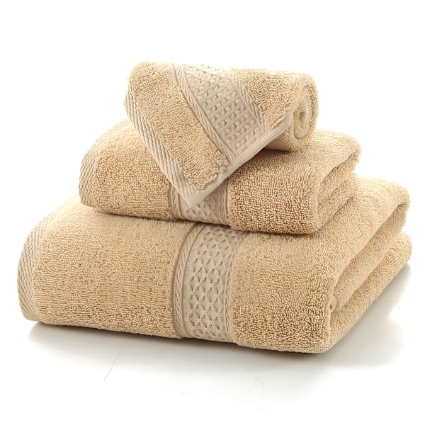 Lyxigt handduksset i bomull för hemmet, 3-delat set, ultramjukt, mycket absorberande, inkluderar 1 badhandduk, 1 handduk, 1 tvättlapp 3PCS Ivory