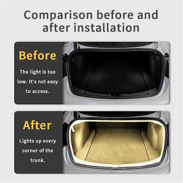 For Tesla Model Y 2021-2023 Bil LED Lysstripe Fleksibel Bakre Bagasjerom Vanntett Neon Lys Tilbehør