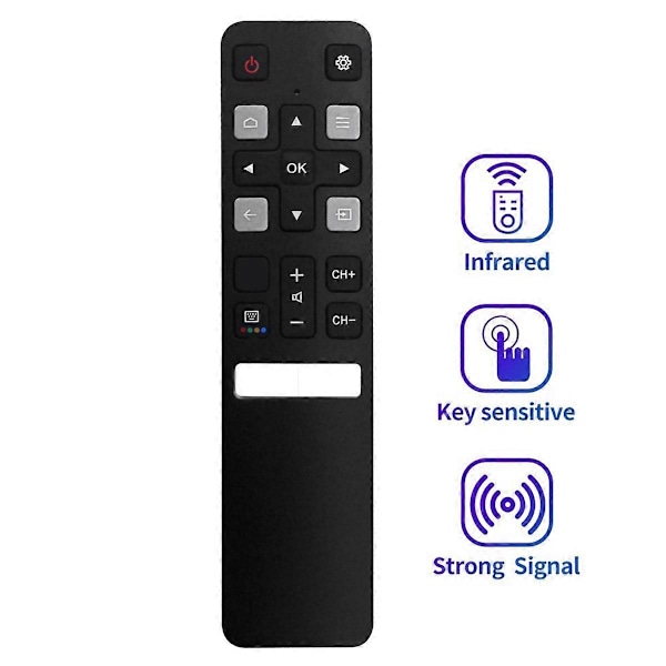 Ersättningsfjärrkontroll RC802V FNR1 för TCL Android 4K UHD Smart TV 65P8S 65P8 55P8S 55P8 49P30FS 55E Black