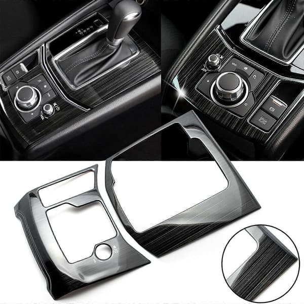 til Mazda CX-5 CX5 2017-2020 Gear Shift Konsol Panel Ramme Cover Trim Titanium Sort