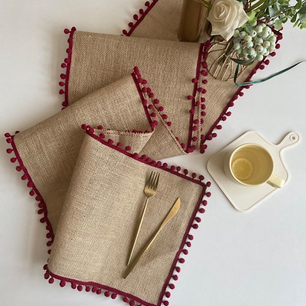 Jute Linned Tekstil Bryllupsdug, Naturlig Festlig Pejse Duge, Rektangulær Dug, Borddekoration grid