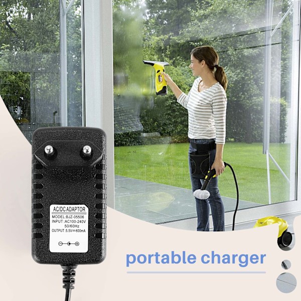 Bærbar lader for Karcher Wv50 Wv55 Wv60 Wv70 Wv75 & Wv2 Wv5 vindusvasker plugg batterilader - EU-plugg