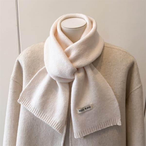 Vinterhalsduk, vit, stickad halsvärmare i polyester, enfärgad, 164 cm x 22 cm, unisex