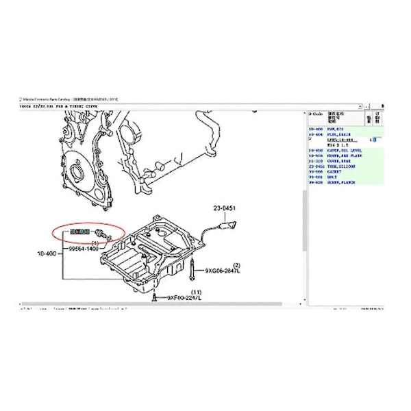 Bundprop til olieaftapningsskrue LFE5-10-404 til Mazda 3 2004-2013 BK BL Mazda 6 2002-2012 GG GH M