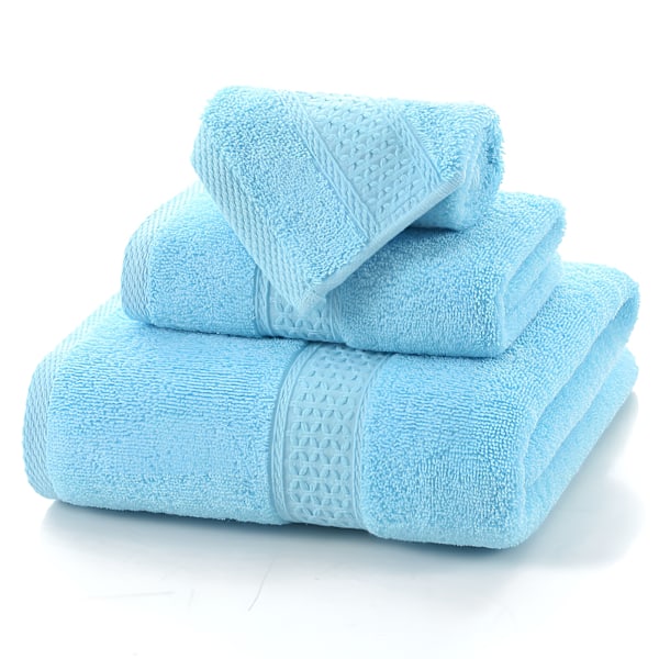 Lyxigt handduksset i bomull för hemmet, 3-delat set, ultramjukt, mycket absorberande, inkluderar 1 badhandduk, 1 handduk, 1 tvättlapp 3PCS Forget-me-not